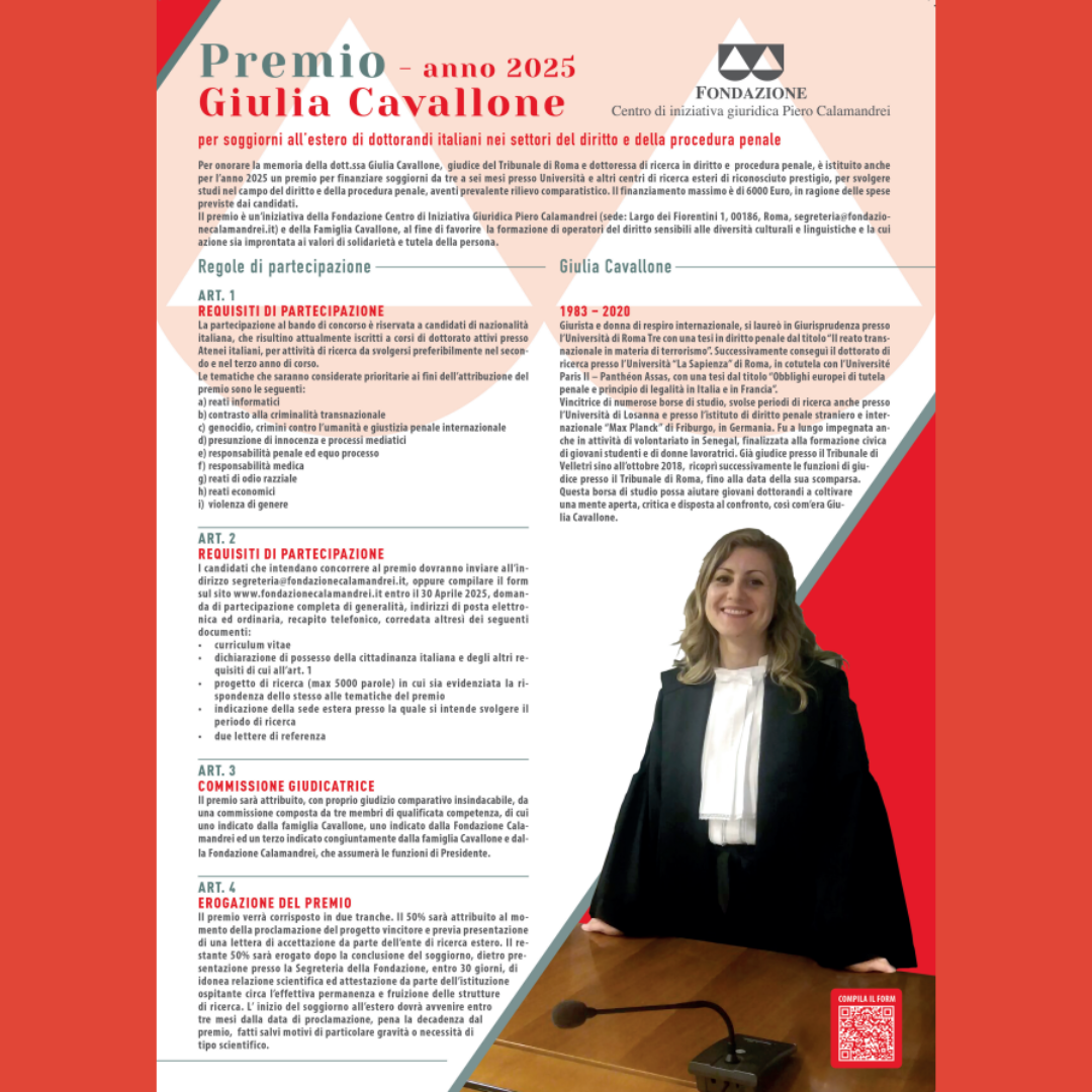 Bando V Edizione Premio Giulia Cavallone | Scadenza 30 Aprile 2025