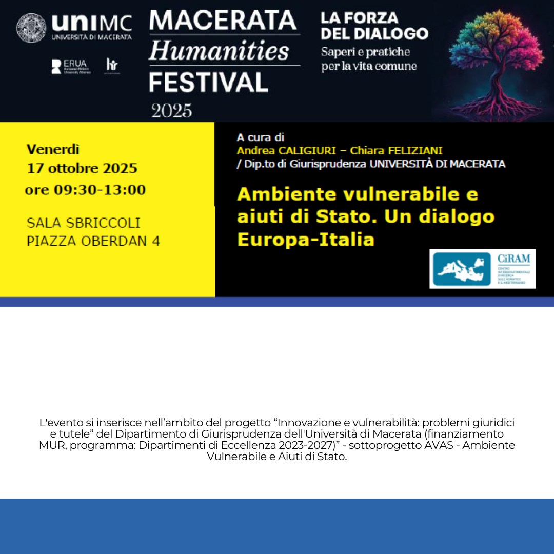 MHF | Ambiente vulnerabile e aiuti di Stato. 