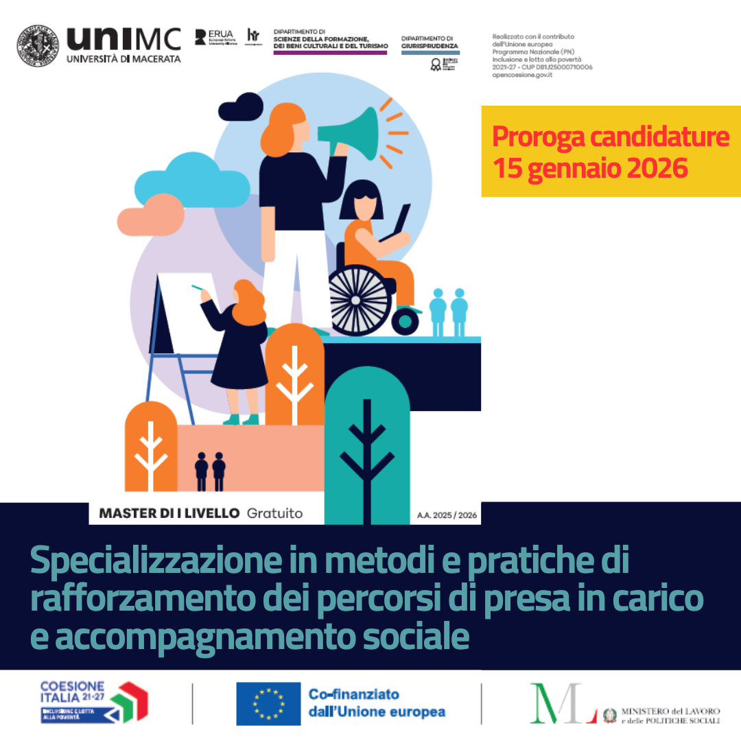 Riapertura termini iscrizione Master in Specializzazione in metodi e pratiche di rafforzamento dei percorsi di presa in carico e accompagnamento sociale